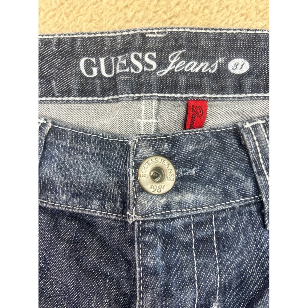 GUESS Jeans Dare Devil Skinny Leg Women Size 31 Dark Wash Distressed Denim Pants - Picture 4 of 9